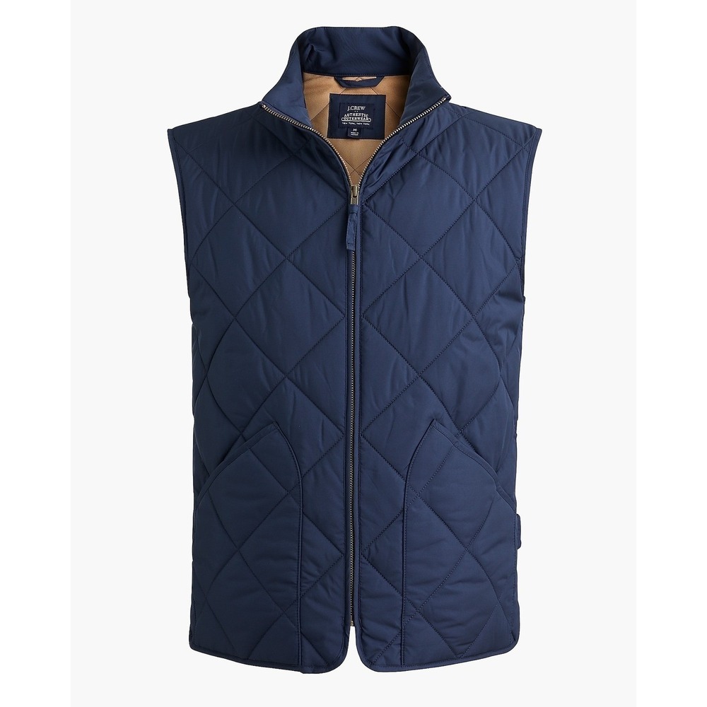 J.Crew Quilted Vest Mens S Full Zip Preppy Gorpcore Hiking Navy Blue Small EUC - Picture 10 of 10